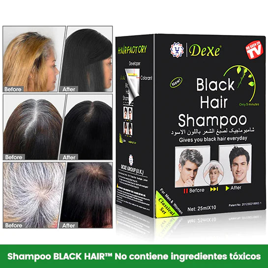 Shampoo Pinta Canas Negro BLACK HAIR™ Caja /10 Sobres