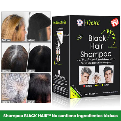 Shampoo Pinta Canas Negro BLACK HAIR™ Caja /10 Sobres