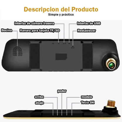 ESPEJO RETROVISOR CON CÁMARA DELANTERA + TRASERA